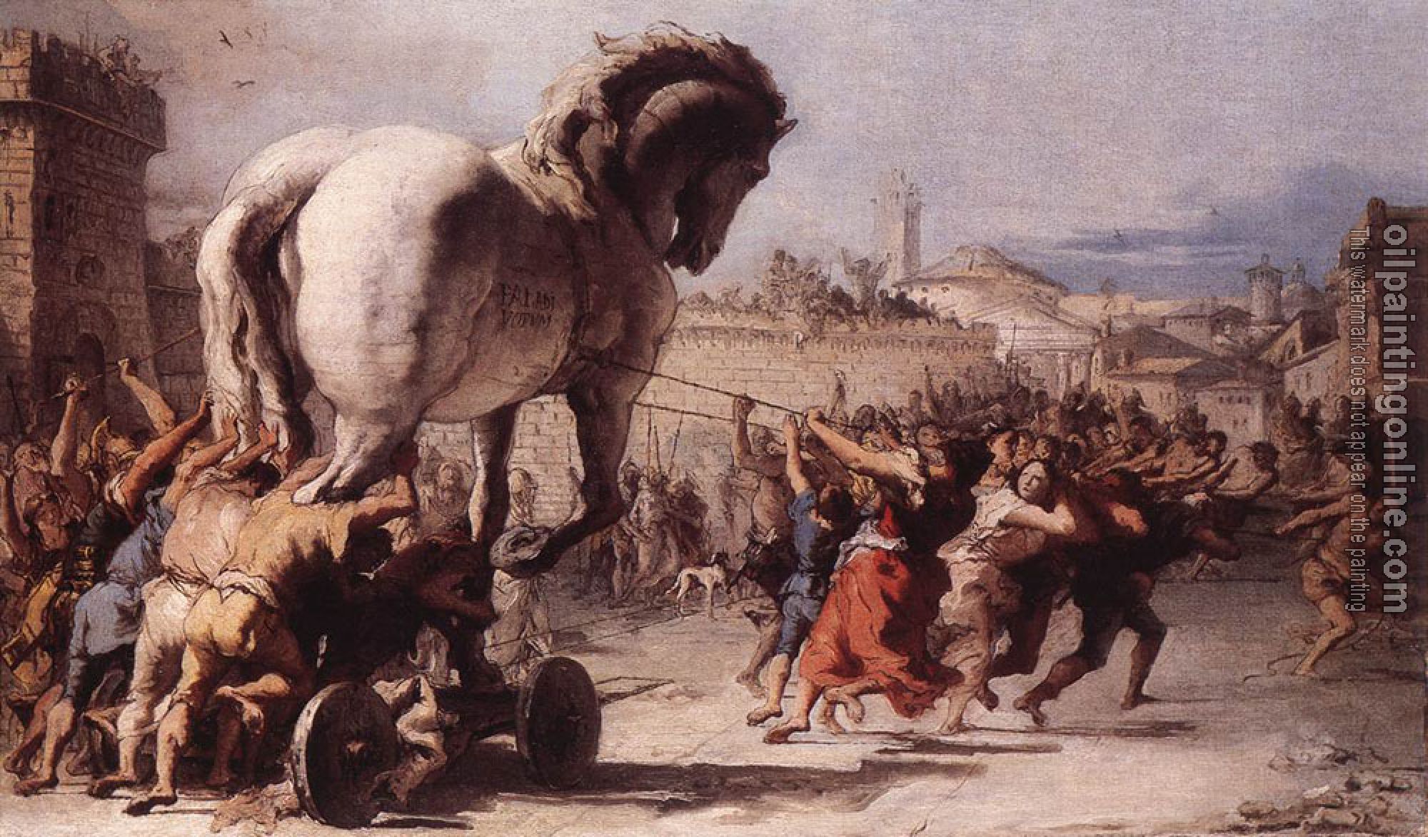 Giovanni Domenico Tiepolo - The Procession Of The Trojan Horse In Troy